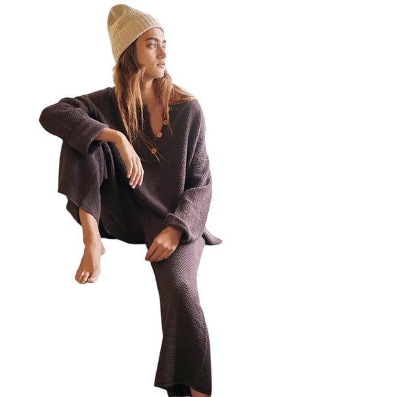 🆕 Free People Hailee Sweater Set Gulf Coco Brown - Picture 1 of 6